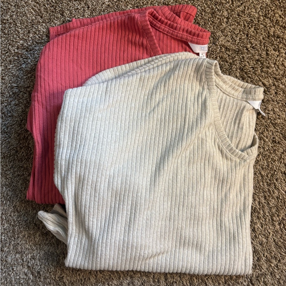 Time and Tru Ribbed Knit Top in Cream